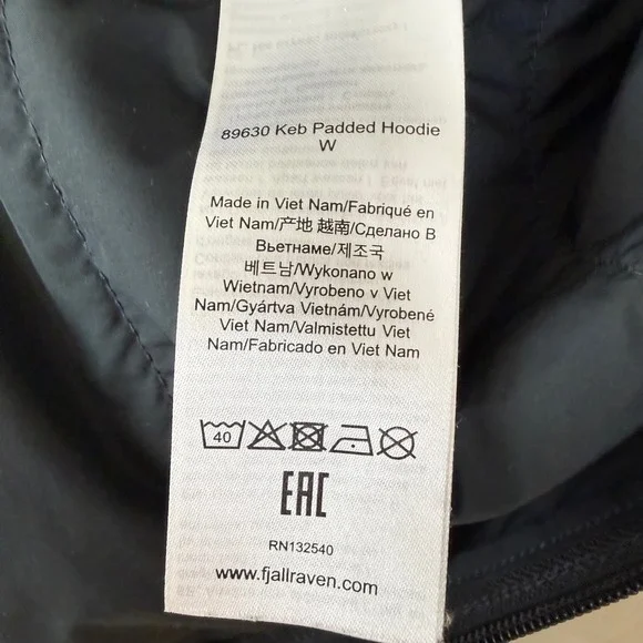 Fjallraven Black Keb Padded Hoodie Jacket Puffer Full Zip Size Small - Picture 13 of 14